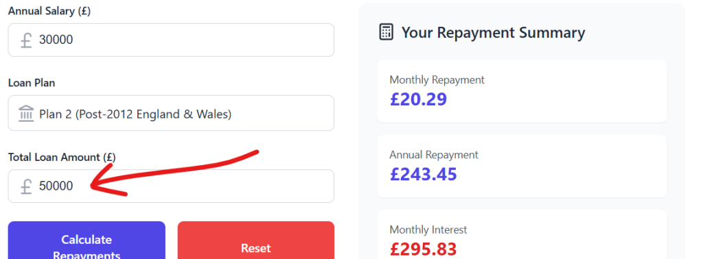 student loan repayment calculator enter your loan amount